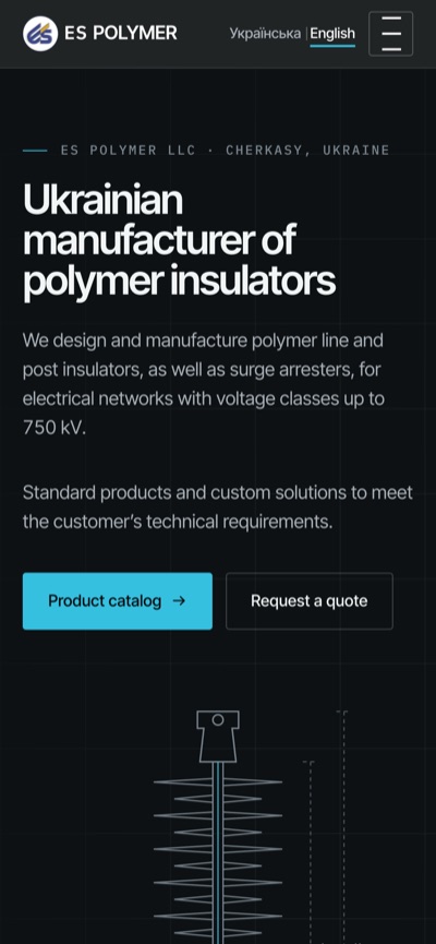 ES Polymer homepage on a phone